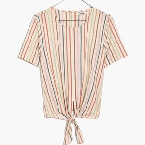 Madewell Rainbow Stripe Button Back Top